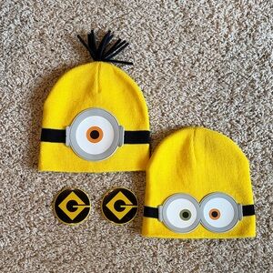 Despicable Me Yellow Minion Beanie Set with Gru Buttons